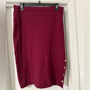 Wine Knit Pencil Skirt